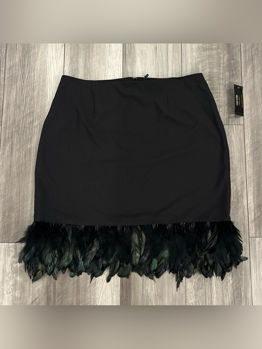 Nicole by Nicole Miller Black Feather Skirt